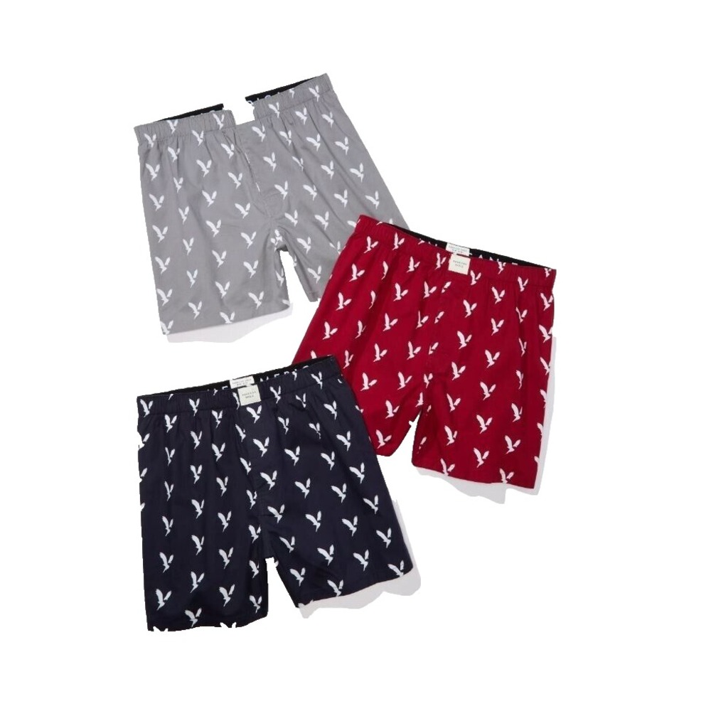 NEW American Eagle Underwear Stretch Boxer 4" Inseam Stretch Poplin 3 Pack Small